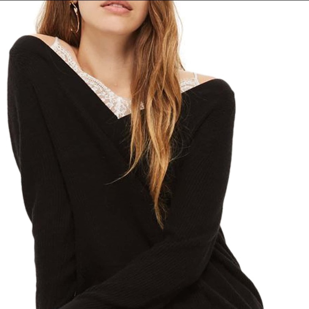 Topshop Lace Insert Sweater